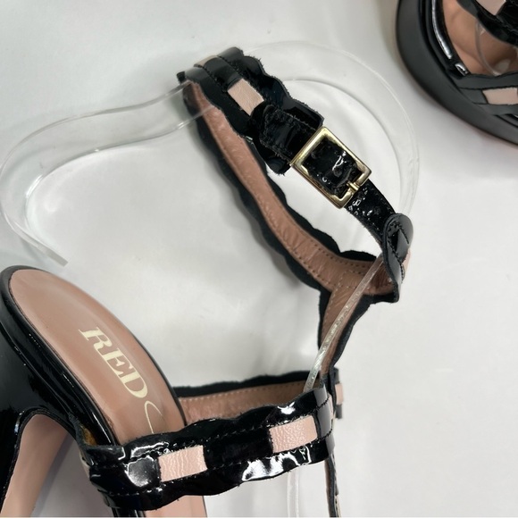 NEW RED Valentino Black Patent Leather Blush Pink Bow Strappy Sexy Heels Sandals - Picture 8 of 13